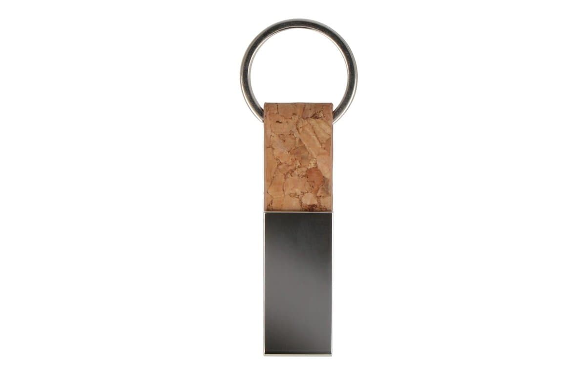 Keyring Cork & Metal rectangular 3