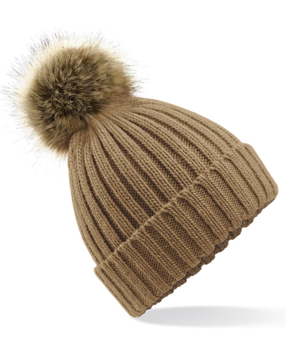 Fur pop pom chunky beanie 2