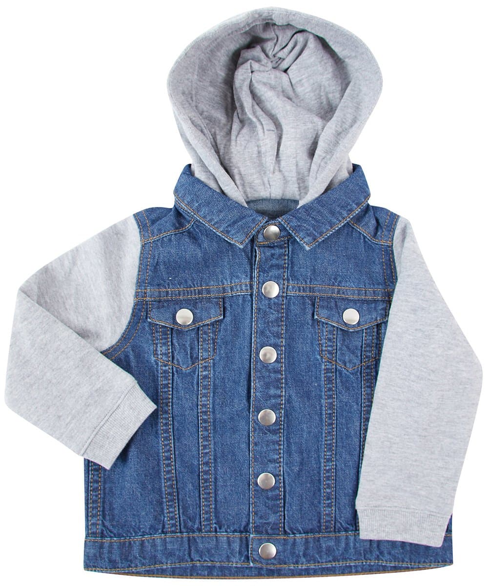 Denim jacket with fleece hood and sleeves 2