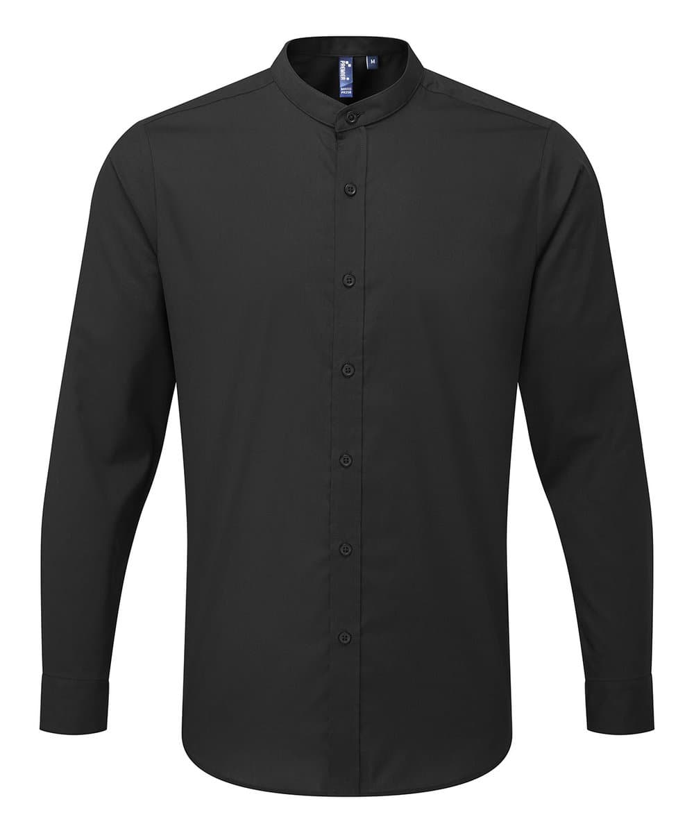 Banded collar grandad long sleeve shirt 2