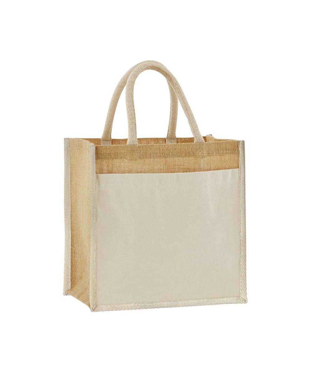 Cotton pocket natural starched jute midi tote 2