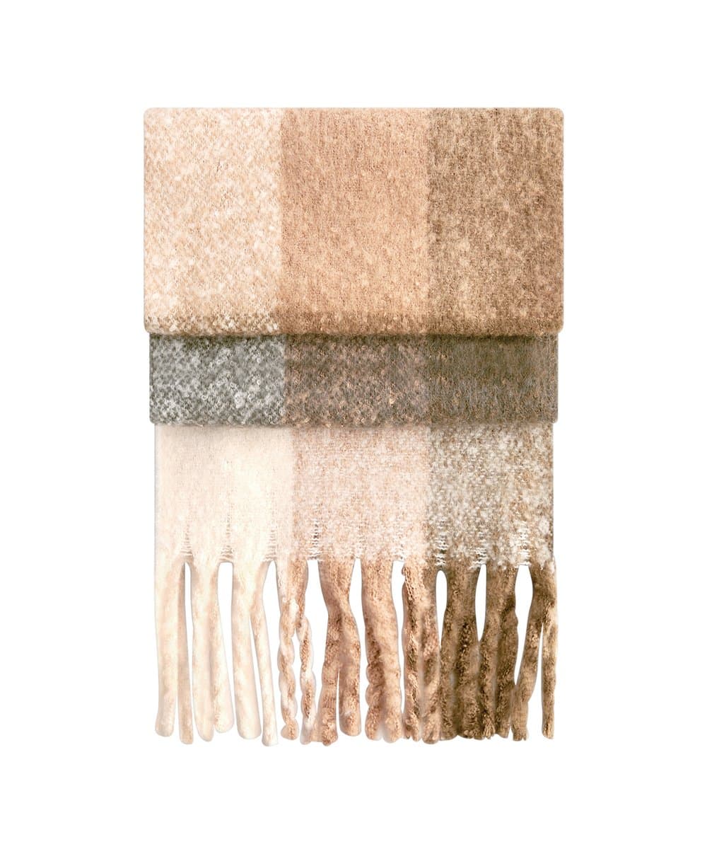 Fluffy check scarf 2