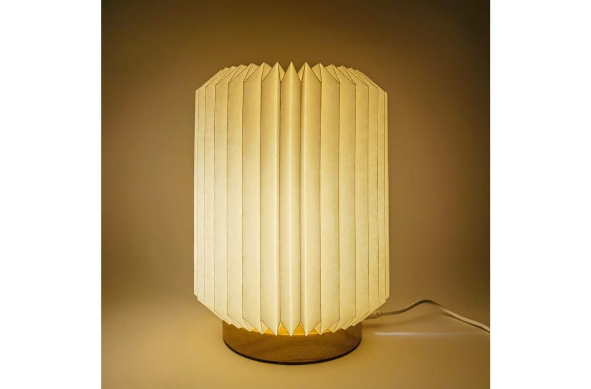 Coollux foldable paper LED lamp Aurora on wooden base, 22cm 5