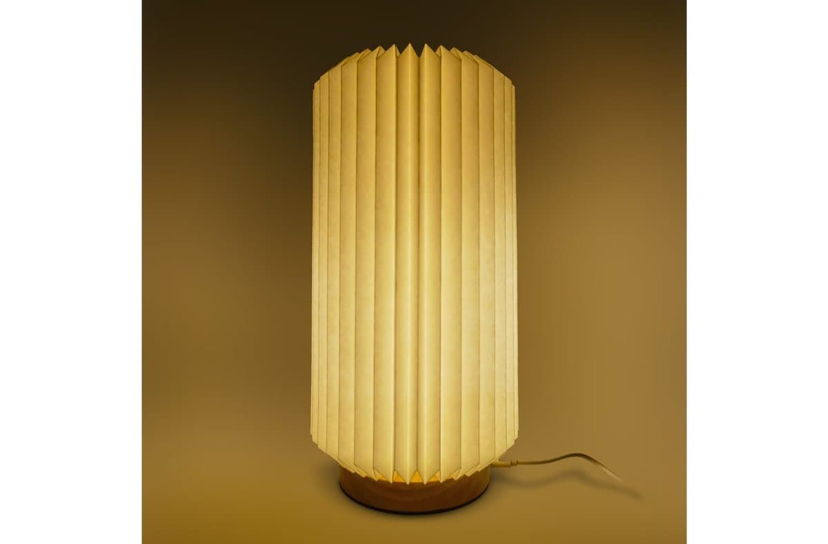 Coollux foldable paper LED lamp Aurora Tall on wooden base, 32cm 3