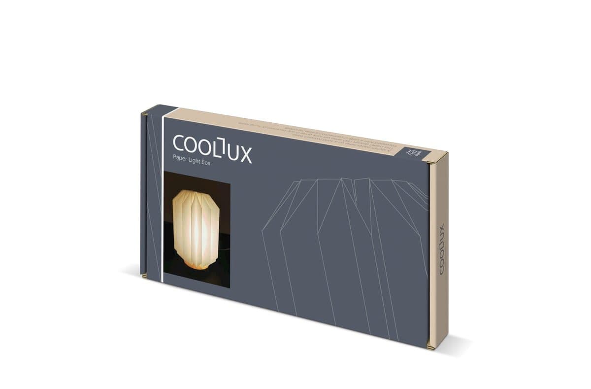 Coollux foldable paper LED lamp Eos on wooden base, 25 cm (letterbox size) 4