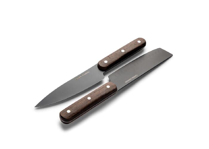 Orrefors Jernverk set of 2 knives, black & wood 2