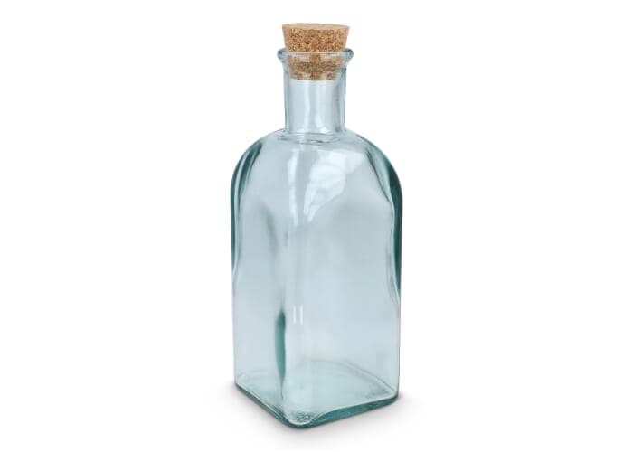 InSideOut Square Recycled Glass Water Bottle ReuuZ with Cork Stopper 500ml 2