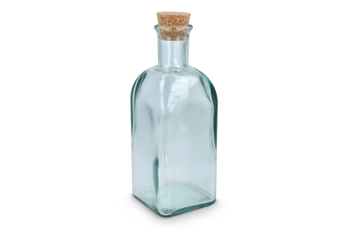 InSideOut Square Recycled Glass Water Bottle ReuuZ with Cork Stopper 500ml 3