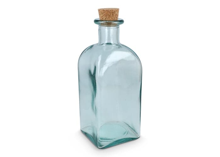 InSideOut Square Recycled Glass Water Bottle ReuuZ with Cork Stopper 1L 2