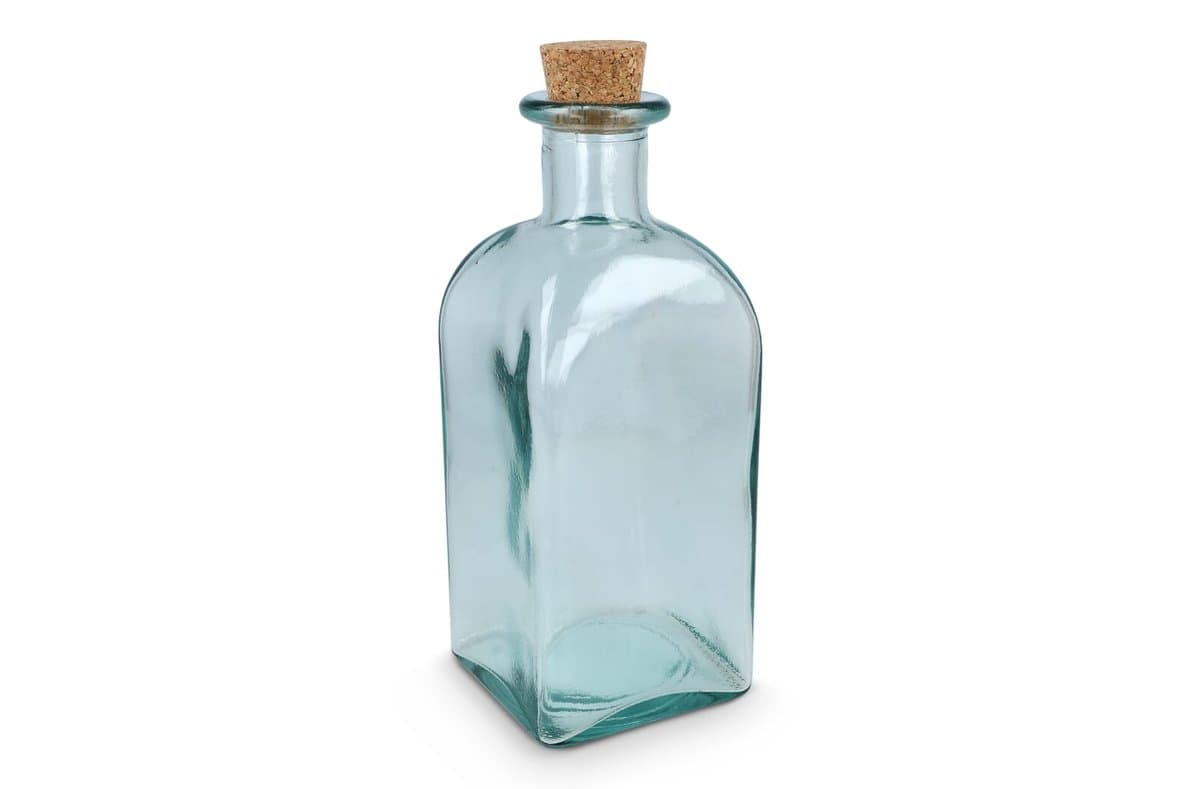 InSideOut Square Recycled Glass Water Bottle ReuuZ with Cork Stopper 1L 3