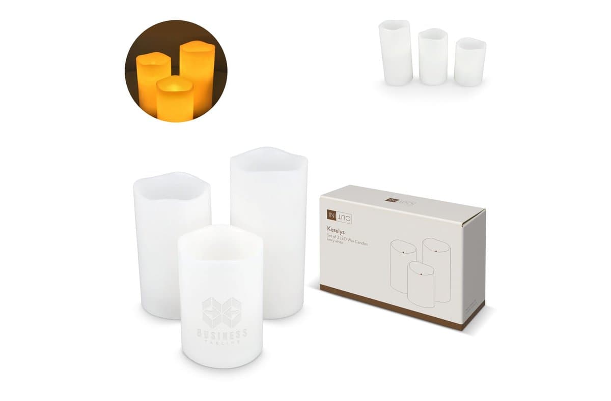 Koselys 3-Piece LED Wax Candle Set (Battery Operated)