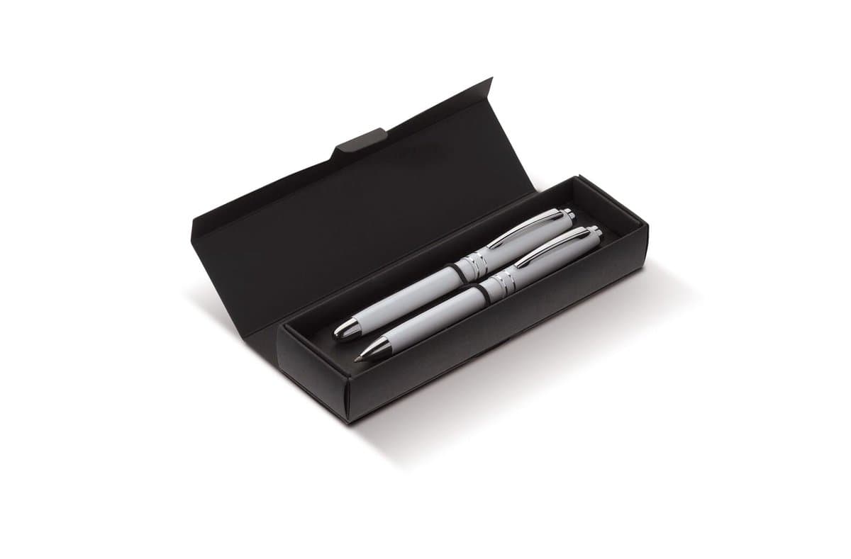 Pen set 2 stripes barrel metal 2
