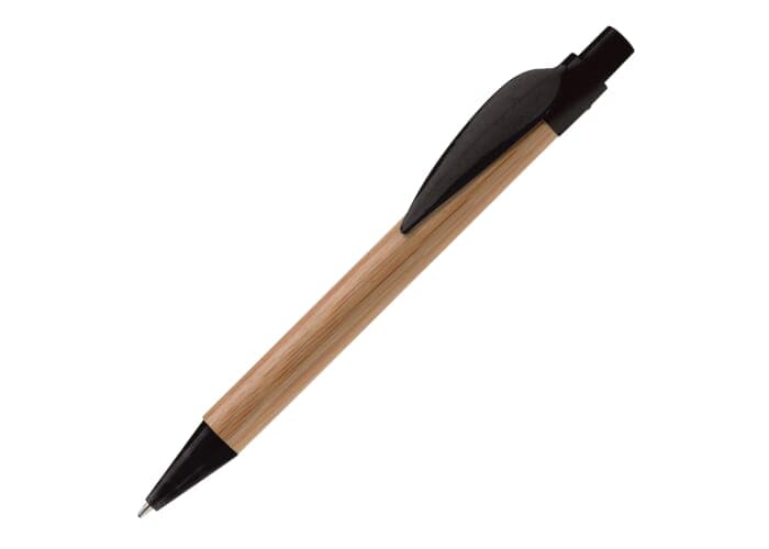 Bamboo pen with plastic leafclip 2