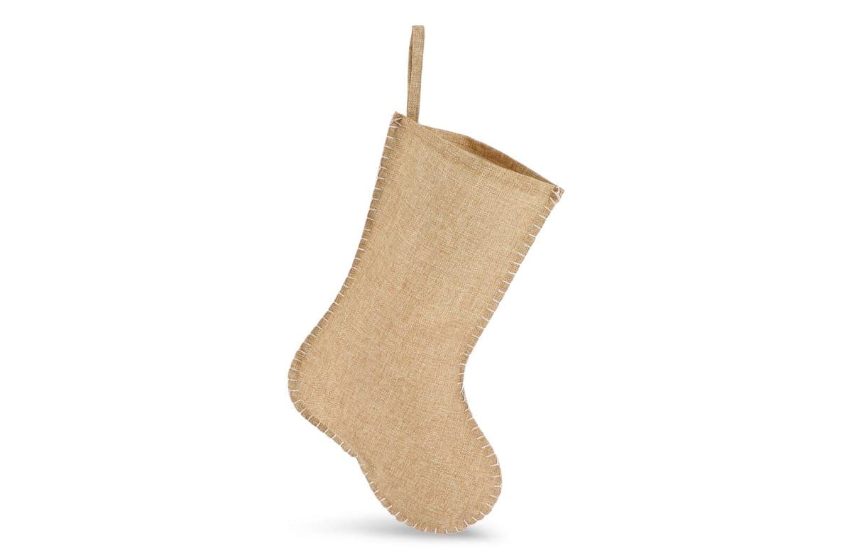 Jute-style Christmas stocking with decorative stitching 40 cm 3