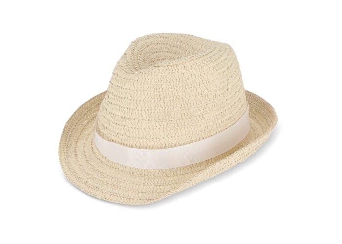 Plant straw hat with coloured band 2