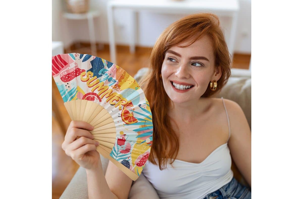 Made to order - Hand fan wood & R-PET all over print 4