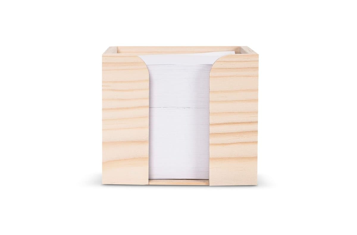 Paper pad 10x10x8.5cm in wooden cube box 4