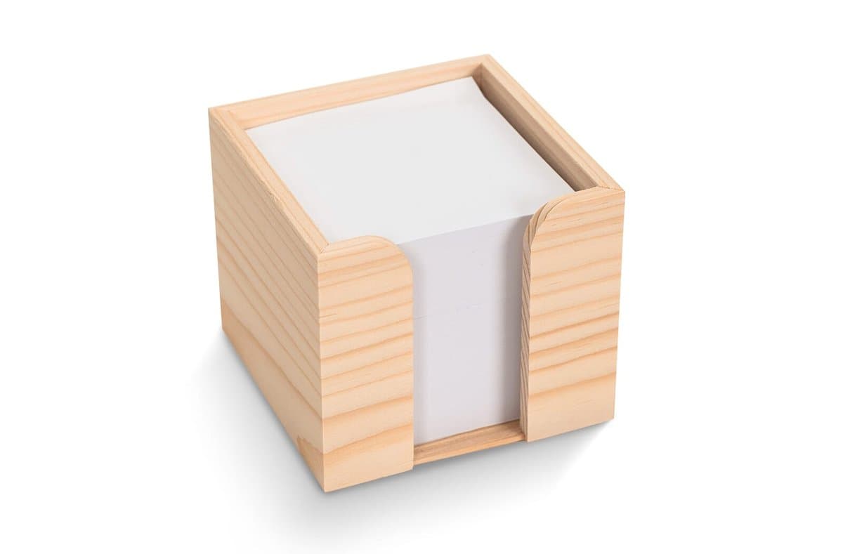 Paper pad 10x10x8.5cm in wooden cube box 5