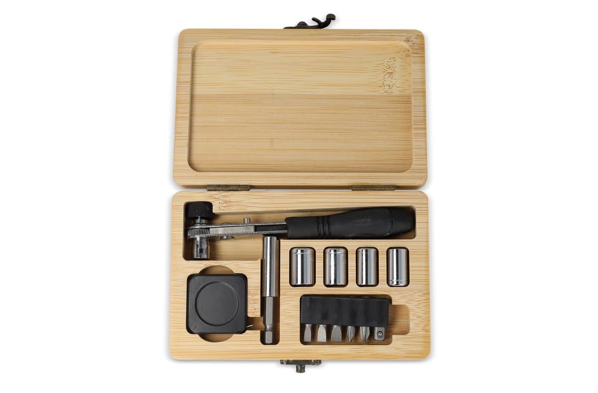 13pcs Tool set in bamboo box 4