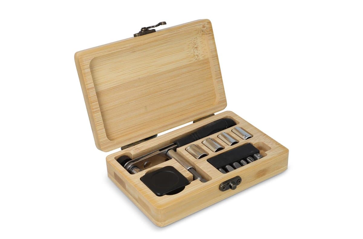 13pcs Tool set in bamboo box 5