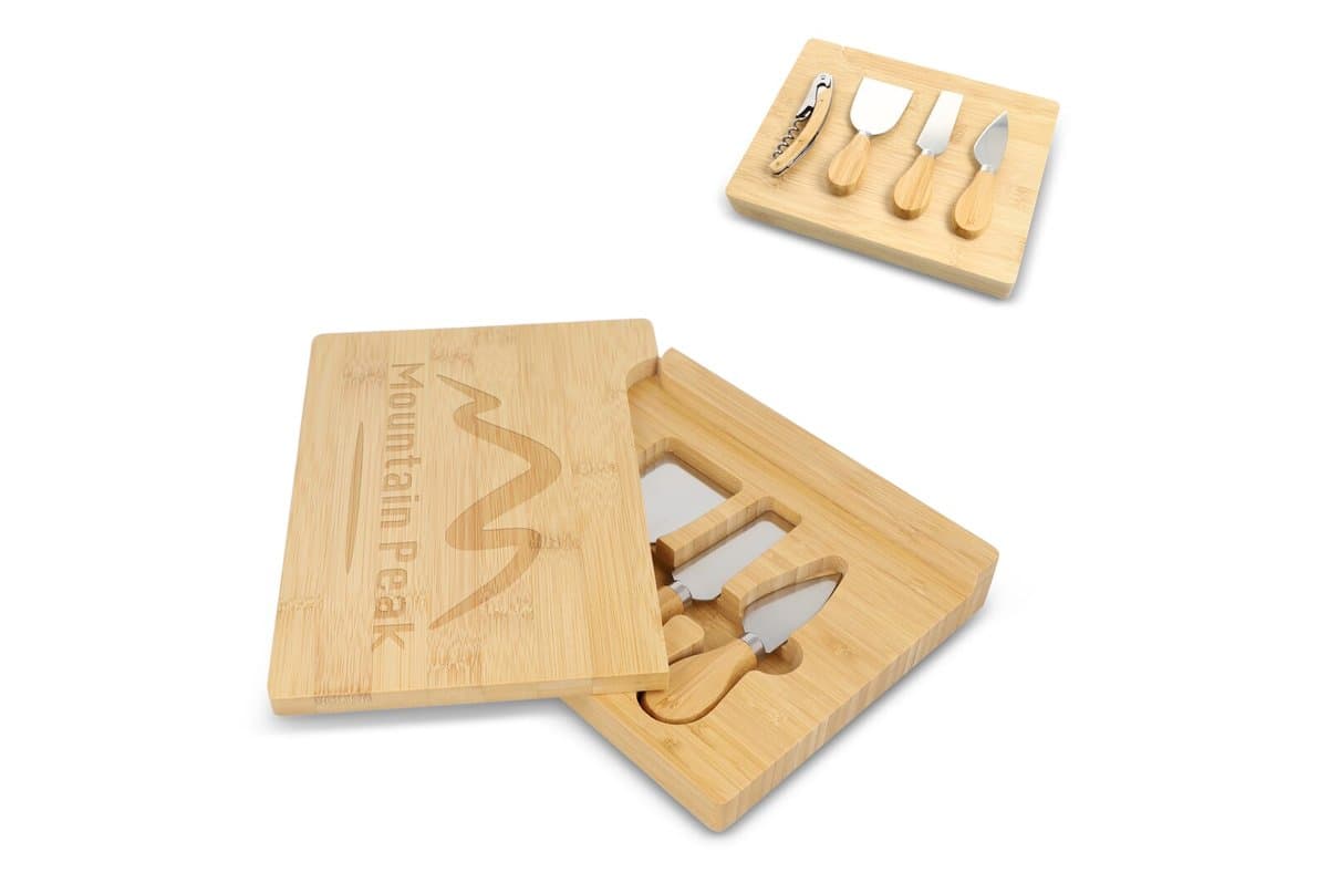 4pc Bamboo cheese & wine serving set