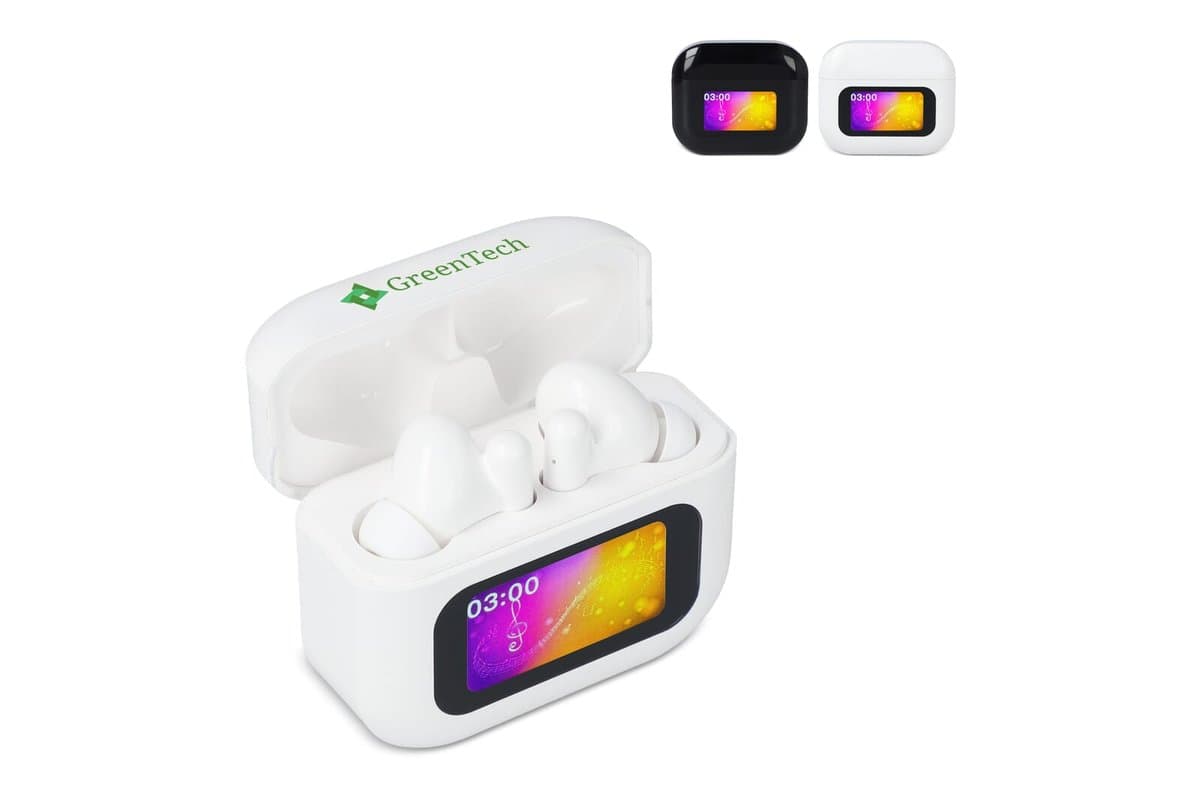 Wireless ANC Earbuds with LCD Touchscreen Control