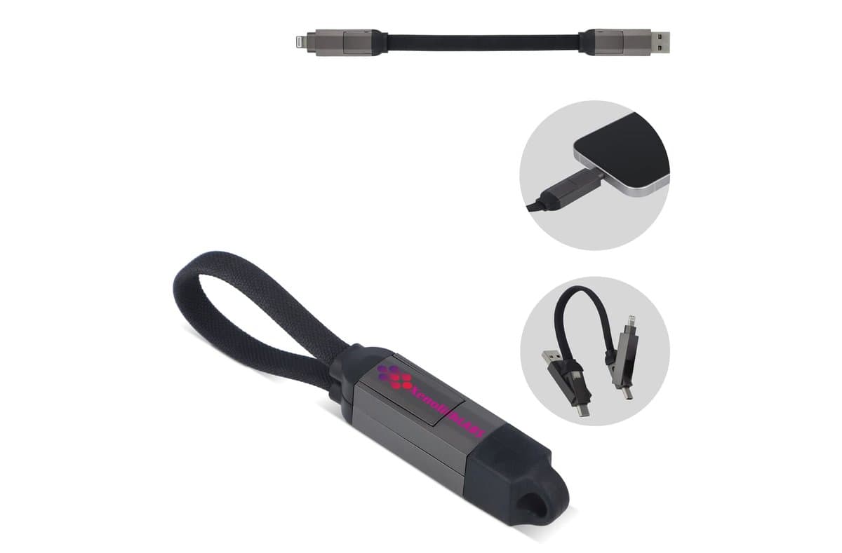 Multifunctional 4-in-1 Cable Keychain size 60 W