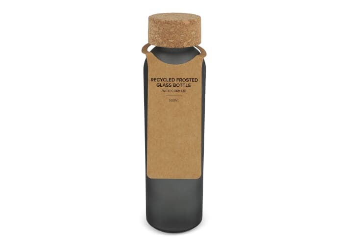 Frosted recycled glass bottle with cork lid 500ml 5
