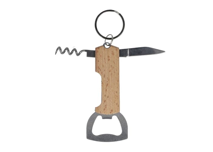 Bamboo wine & bottle opener keychain 2