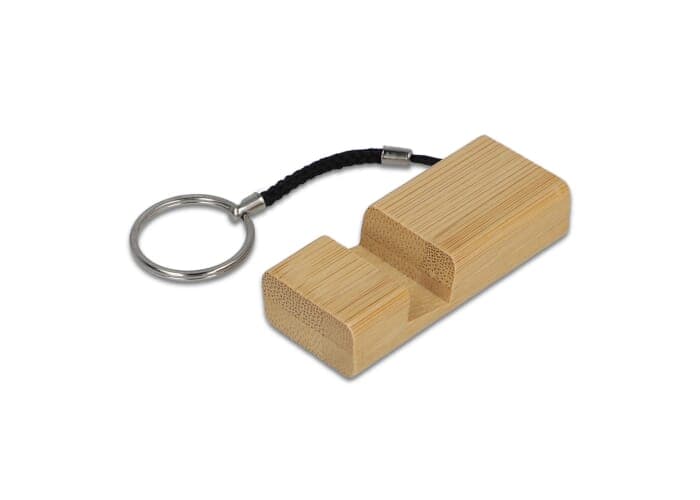 Bamboo phone holder keychain 2
