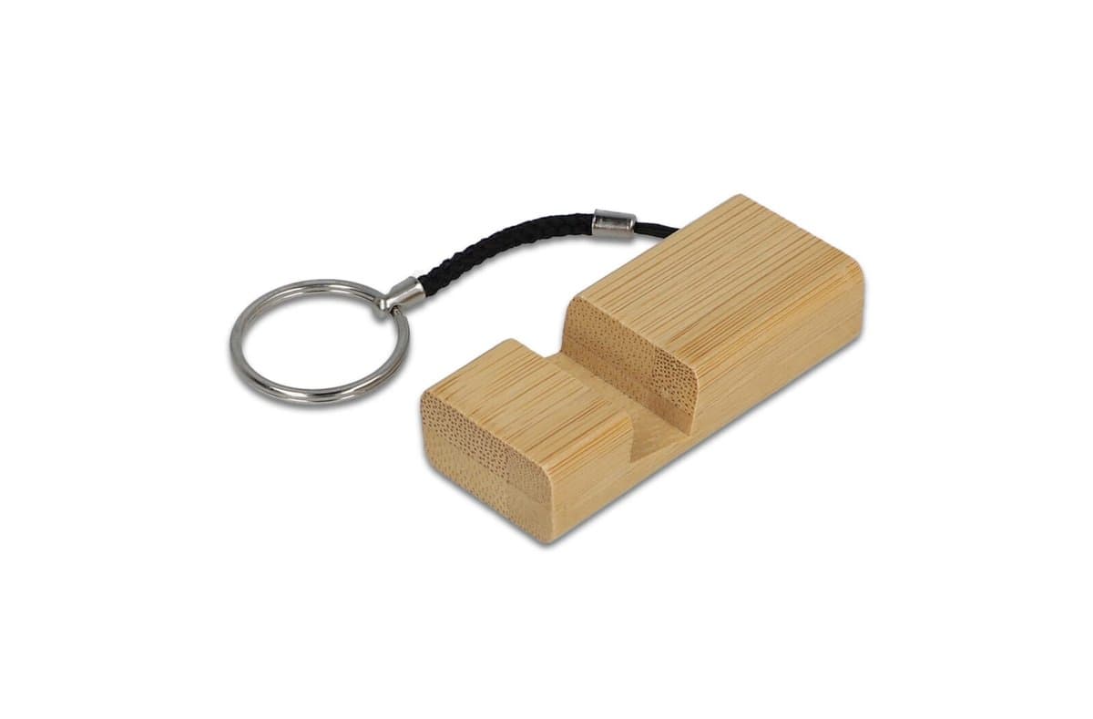 Bamboo phone holder keychain 3