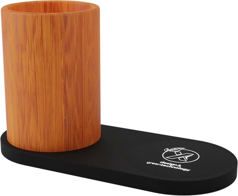 SCX.design W17 10W light-up logo wireless charging pad and bamboo pencil holder