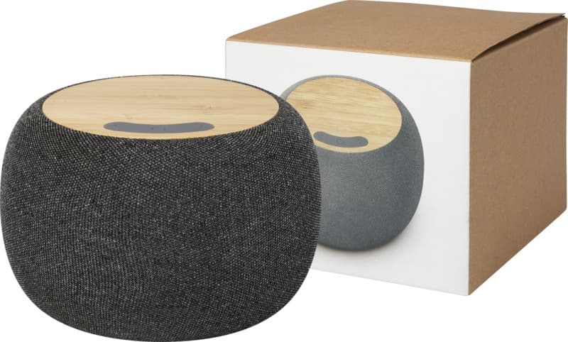 Ecofiber bamboo/RPET Bluetooth® speaker and wireless charging pad