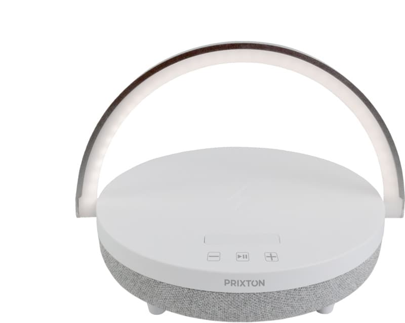 Prixton 4-in-1 10W Bluetooth® speaker with LED light and wireless charging base