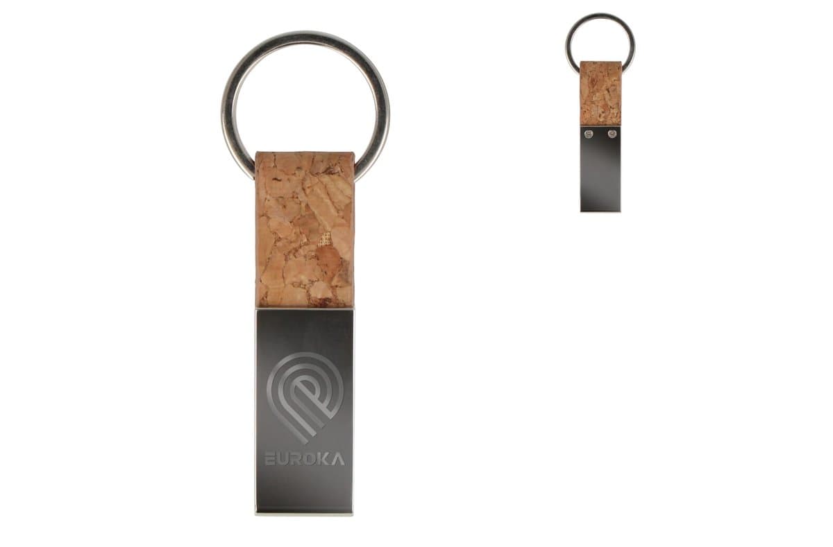 Keyring Cork & Metal rectangular