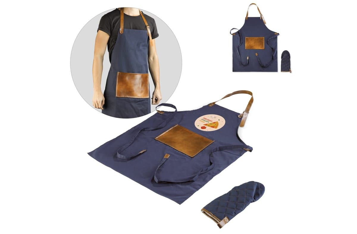 Apron and oven mitt