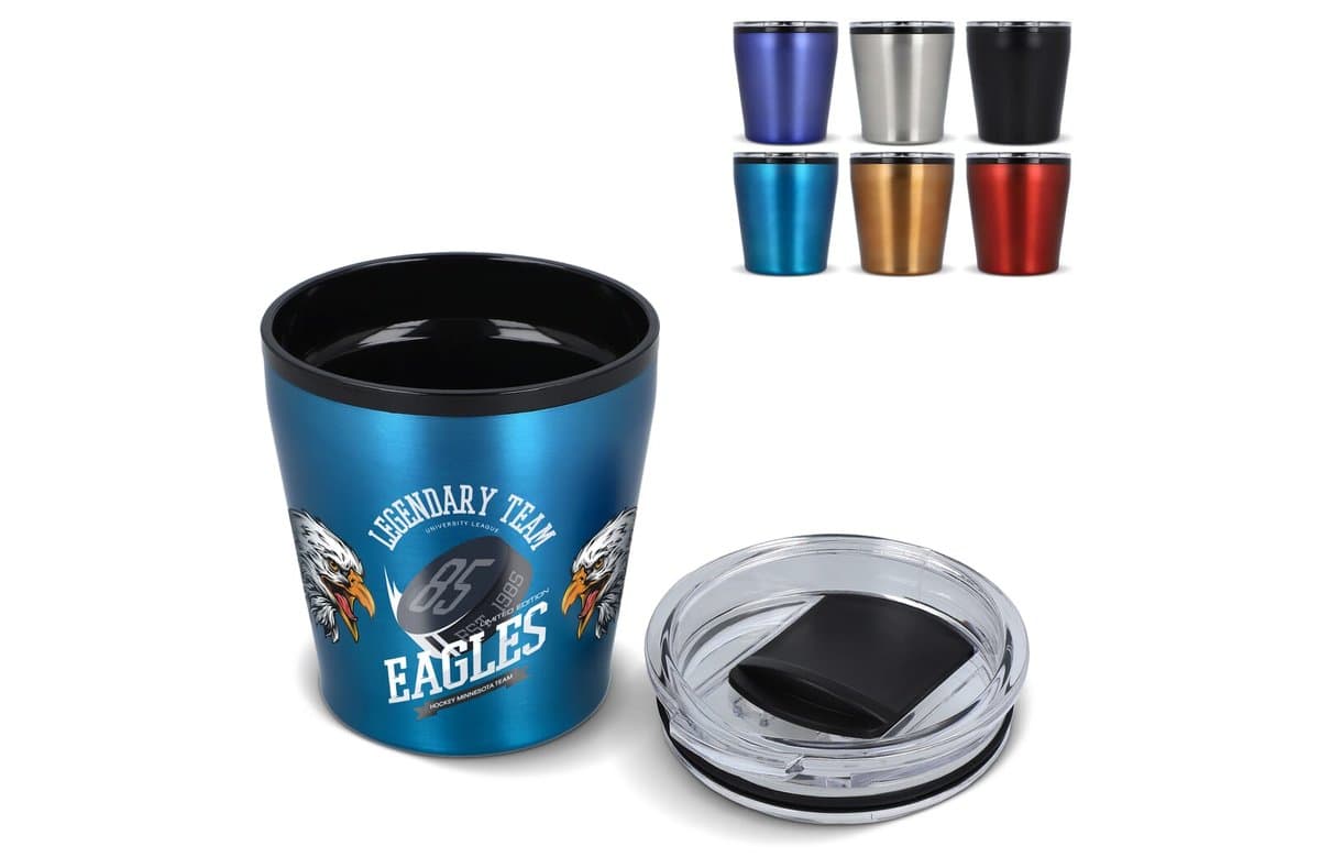 Double walled coffee mug metallic 180ml