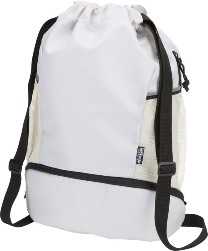 Nomad GRS recycled sports drawstring bag with bottom compartment 18L